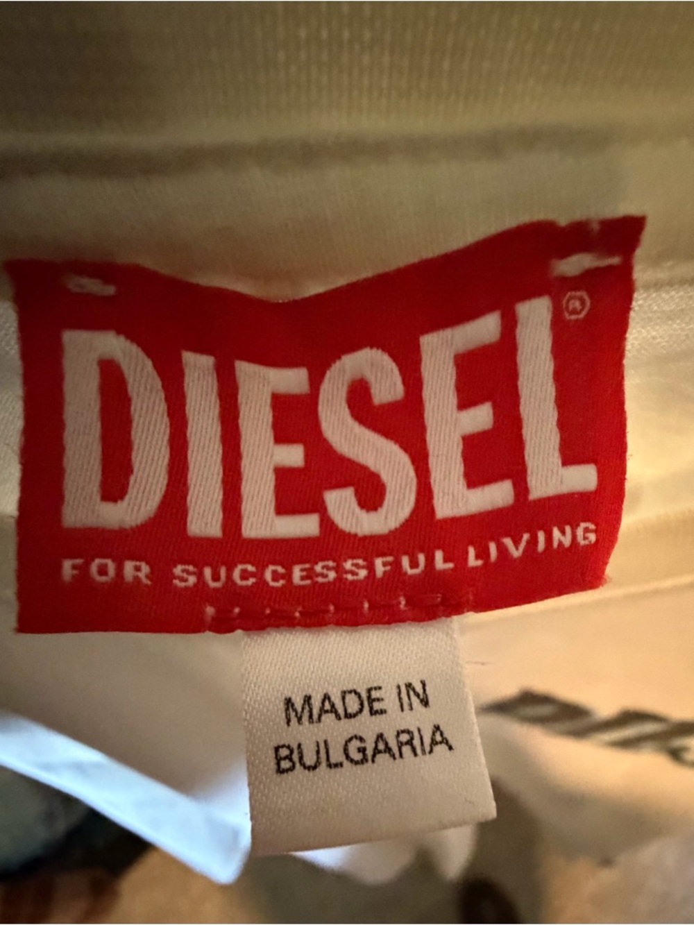 Diesel White Long Sleeve Logo Tee - Picture 3 of 5